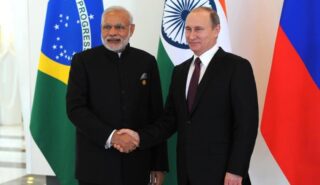 Премиерът на Индия Нарендра Моди и Владимир Путин.